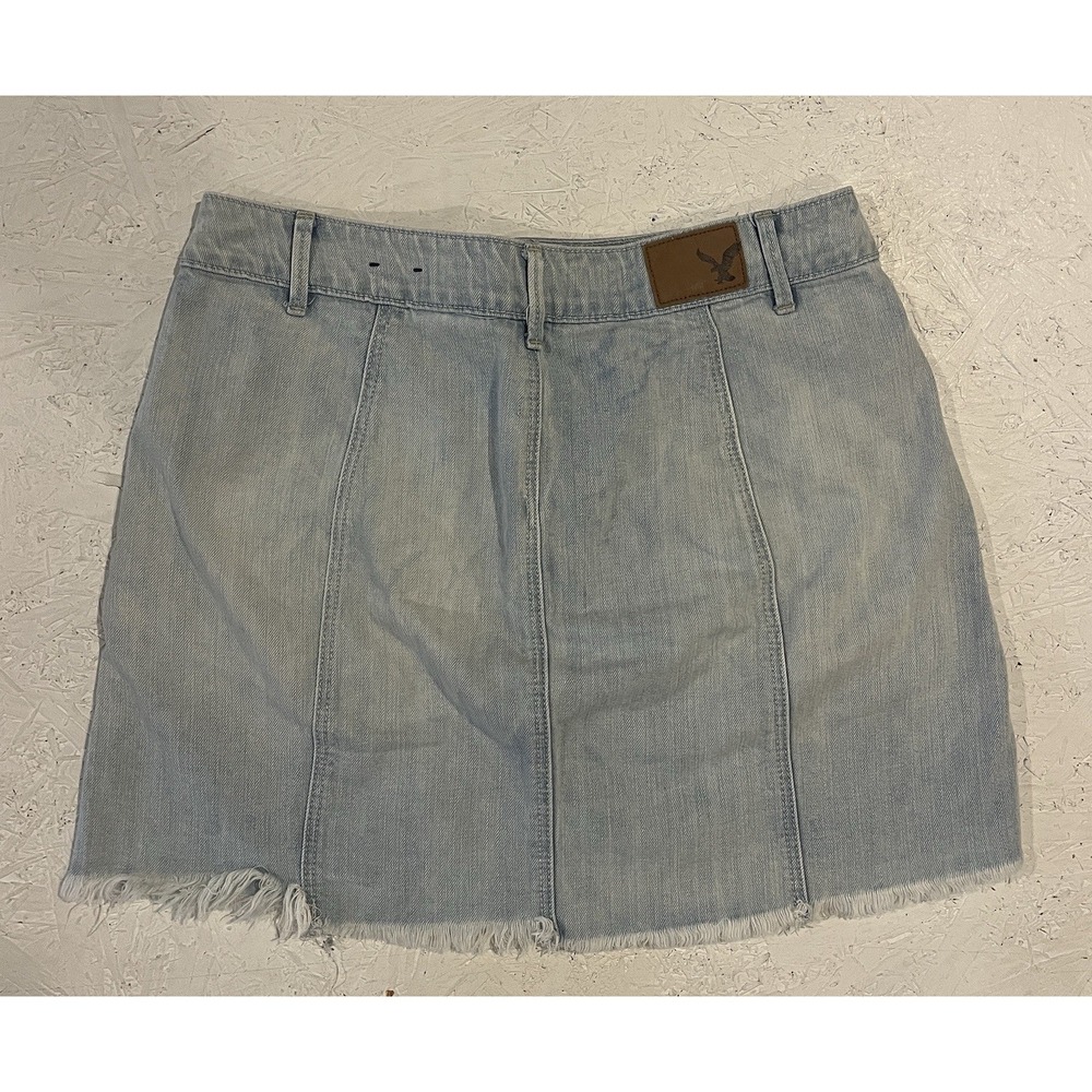 American Eagle Skirt Mini Stretch Button Front Blue Denim Women's 6‎ - Picture 7 of 9